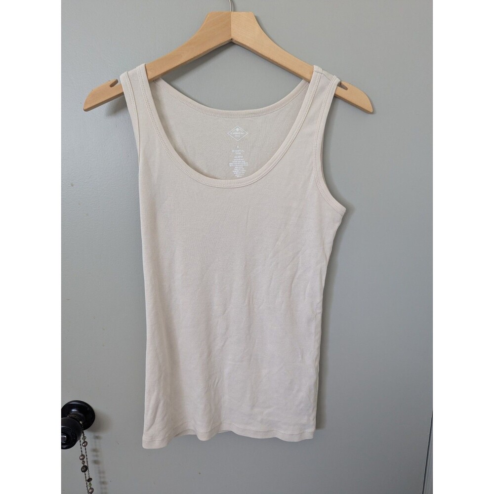 St Johns Bay Women's Sleeveless Tank Top Off White Beige Vanilla Scoop Neck